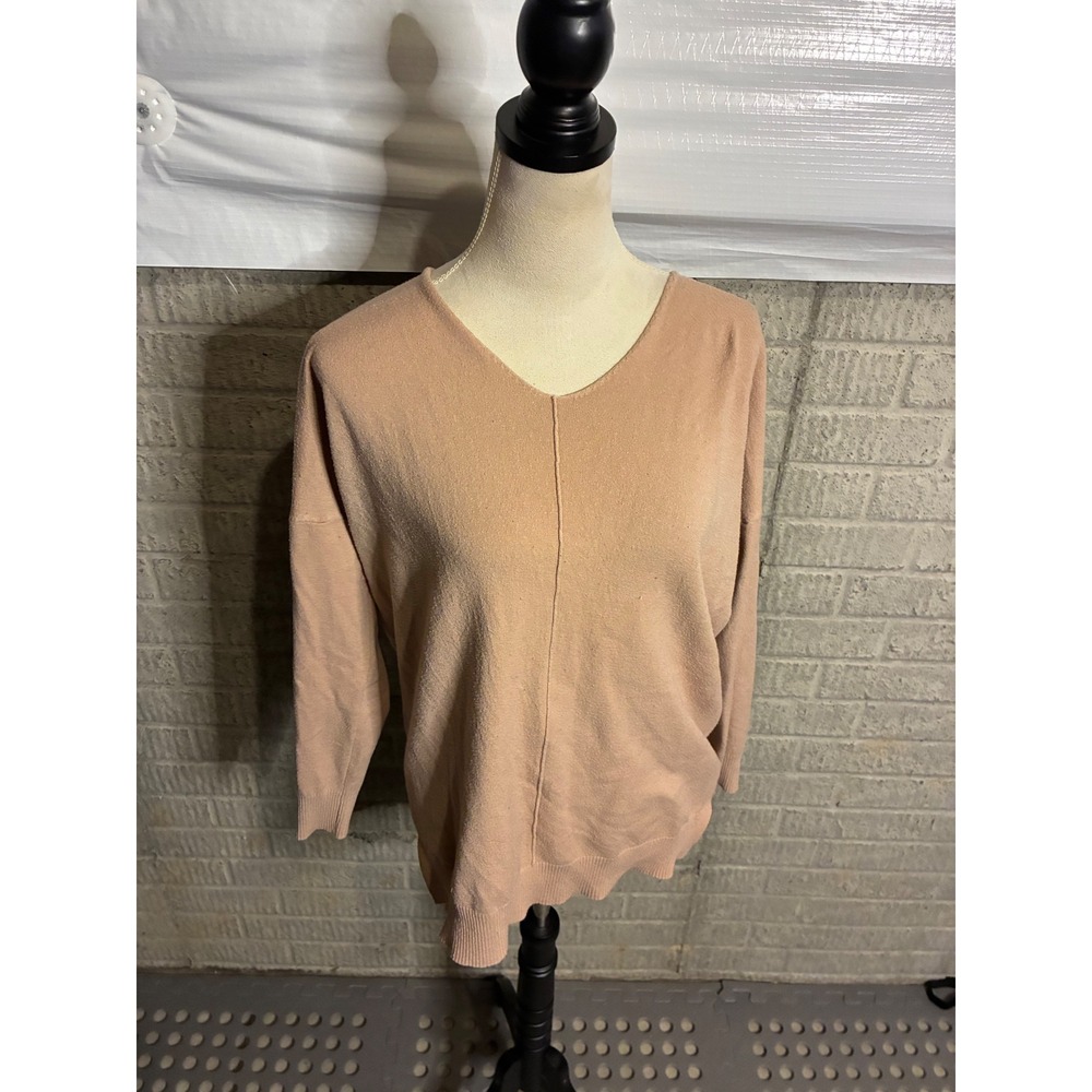 DREAMERS Soft Knit V Neck Dolman Sleeve Sweater‎ Blouse Top Peach S M